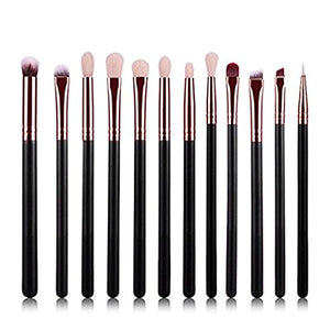 Brochas para ojos, GLURIZ 12 Piezas Brochas Ojos, Base Maquillaje Professional, Set de Brochas, Pinceles de Maquillaje, Color Negro