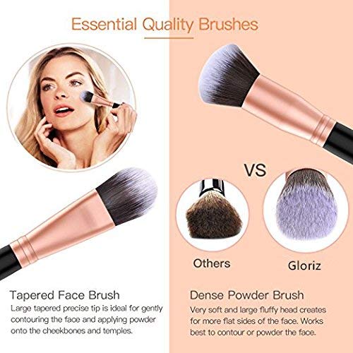 Brochas para Maquillaje 14 Piezas, IFORU Set Brochas para Maquillaje Profesional Pelo Natural para Maquillaje, Brochas para sombra de Ojos y Rostro, Regalo Ideal Color Oro Rosa (14 Piezas)