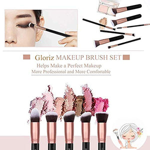 Brochas para Maquillaje 14 Piezas, IFORU Set Brochas para Maquillaje Profesional Pelo Natural para Maquillaje, Brochas para sombra de Ojos y Rostro, Regalo Ideal Color Oro Rosa (14 Piezas)