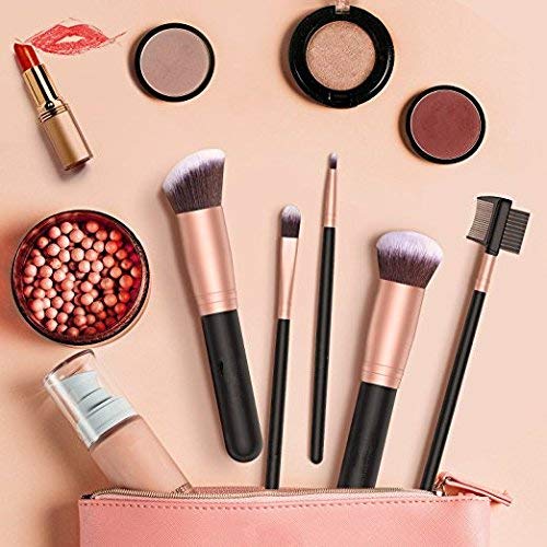Brochas para Maquillaje 14 Piezas, IFORU Set Brochas para Maquillaje Profesional Pelo Natural para Maquillaje, Brochas para sombra de Ojos y Rostro, Regalo Ideal Color Oro Rosa (14 Piezas)