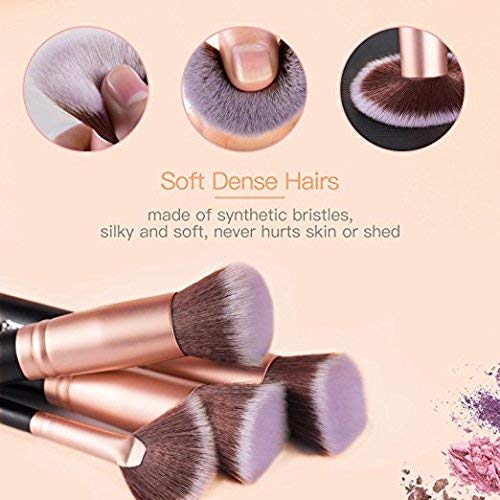 Brochas para Maquillaje 14 Piezas, IFORU Set Brochas para Maquillaje Profesional Pelo Natural para Maquillaje, Brochas para sombra de Ojos y Rostro, Regalo Ideal Color Oro Rosa (14 Piezas)