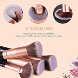 Brochas para Maquillaje 14 Piezas, IFORU Set Brochas para Maquillaje Profesional Pelo Natural para Maquillaje, Brochas para sombra de Ojos y Rostro, Regalo Ideal Color Oro Rosa (14 Piezas)