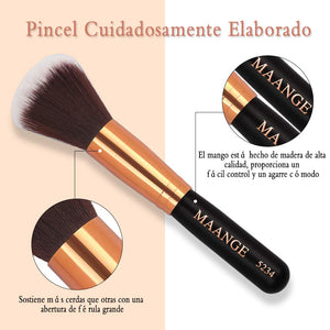 MAANGE Brochas de Maquillaje 15 Piezas Suaves Set de Brochas Para Maquillaje Brochas de Maquillaje Profesional Libre de Crueldad Pinceles de Maquillaje Kabuki(Negro)