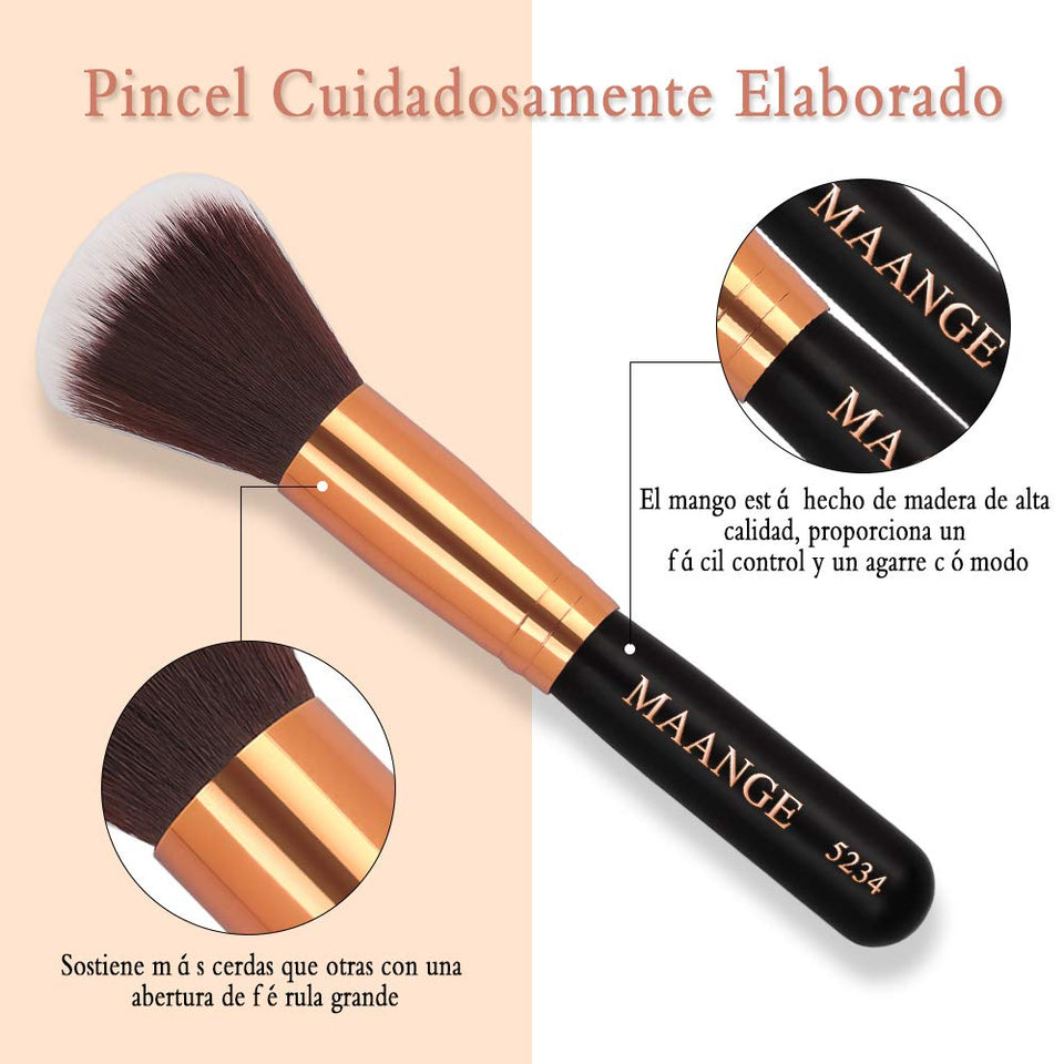 MAANGE Brochas de Maquillaje 15 Piezas Suaves Set de Brochas Para Maquillaje Brochas de Maquillaje Profesional Libre de Crueldad Pinceles de Maquillaje Kabuki(Negro)