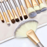 Brochas de Maquillaje 24 piezas, Set Brochas para Maquillaje Profesional Pelo Natural para Maquillaje, Brochas para Sombra de Ojos y Rostro, Regalo Ideal + Estuche de Viaje.