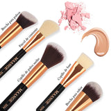 MAANGE Brochas de Maquillaje 15 Piezas Suaves Set de Brochas Para Maquillaje Brochas de Maquillaje Profesional Libre de Crueldad Pinceles de Maquillaje Kabuki(Negro)