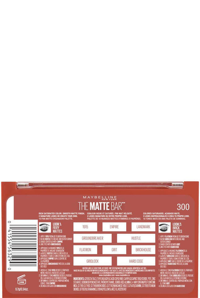 Maybelline Paleta de sombras para ojos, matte bar, maybelline