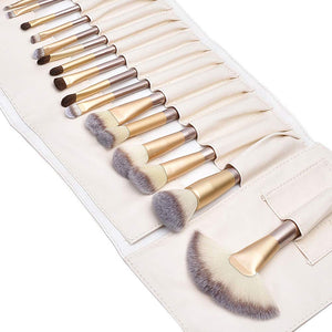 Brochas de Maquillaje 24 piezas, Set Brochas para Maquillaje Profesional Pelo Natural para Maquillaje, Brochas para Sombra de Ojos y Rostro, Regalo Ideal + Estuche de Viaje.
