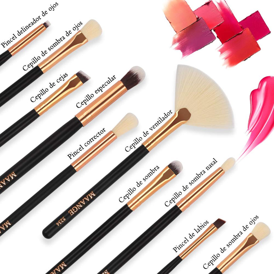 MAANGE Brochas de Maquillaje 15 Piezas Suaves Set de Brochas Para Maquillaje Brochas de Maquillaje Profesional Libre de Crueldad Pinceles de Maquillaje Kabuki(Negro)