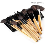 Kit de brochas de maquillaje profesional de 24 piezas set | Base Makeup Professional, pinceles de madera, suaves brocha belleza mujer (Negro)