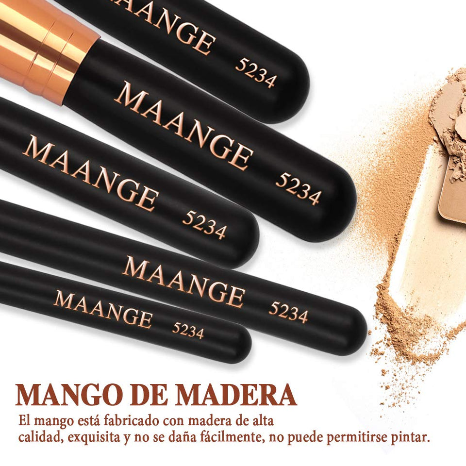 MAANGE Brochas de Maquillaje 15 Piezas Suaves Set de Brochas Para Maquillaje Brochas de Maquillaje Profesional Libre de Crueldad Pinceles de Maquillaje Kabuki(Negro)