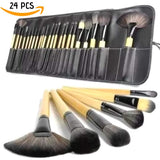 Kit de brochas de maquillaje profesional de 24 piezas set | Base Makeup Professional, pinceles de madera, suaves brocha belleza mujer (Negro)