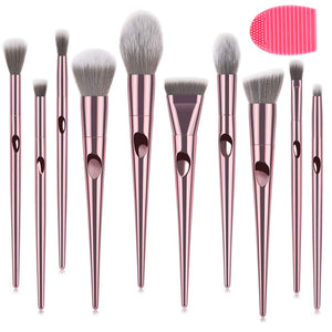 Xinhot Makeup Brushes 10 Piezas, Conjunto de Brochas Maquillaje, Pincel de Base Sintético Premium, Maquillaje en Polvo para la Cara, Corrector de Rubor, Kit de Pinceles para Sombras de Ojos(Rosa)