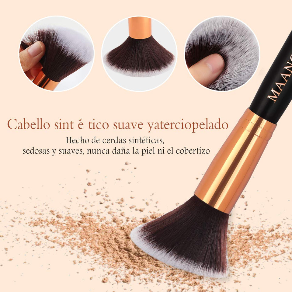 MAANGE Brochas de Maquillaje 15 Piezas Suaves Set de Brochas Para Maquillaje Brochas de Maquillaje Profesional Libre de Crueldad Pinceles de Maquillaje Kabuki(Negro)