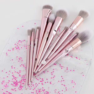 Xinhot Makeup Brushes 10 Piezas, Conjunto de Brochas Maquillaje, Pincel de Base Sintético Premium, Maquillaje en Polvo para la Cara, Corrector de Rubor, Kit de Pinceles para Sombras de Ojos(Rosa)