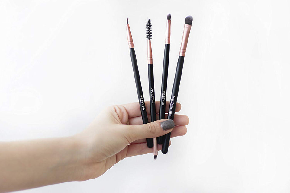 Makeupbox 14 Brochas de maquillaje kabuki Rose Gold Profesionales Gran Aplicación Suaves y Firmes%100 Veganas y cruelty fre (Negro)