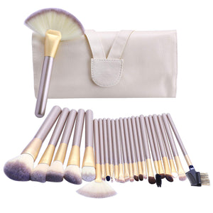 Brochas de Maquillaje 24 piezas, Set Brochas para Maquillaje Profesional Pelo Natural para Maquillaje, Brochas para Sombra de Ojos y Rostro, Regalo Ideal + Estuche de Viaje.
