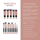 Makeupbox 14 Brochas de maquillaje kabuki Rose Gold Profesionales Gran Aplicación Suaves y Firmes%100 Veganas y cruelty fre (Negro)