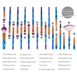 Pinceles de maquillaje, shoppingjy 20 Piezas Pinceles de Maquillaje Suaves Belleza Maquillaje, Sombras de Ojos set de Brochas Cosmético Fundación Ojo Cara Sonrojo Cepillos Polvos Maquillaje Base Maquillaje Professional Set de Brochas (Azul+violeta)