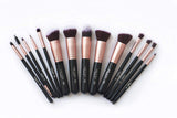 Makeupbox 14 Brochas de maquillaje kabuki Rose Gold Profesionales Gran Aplicación Suaves y Firmes%100 Veganas y cruelty fre (Negro)