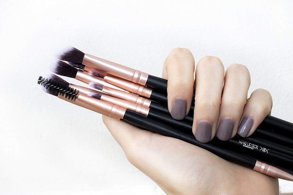 Makeupbox 14 Brochas de maquillaje kabuki Rose Gold Profesionales Gran Aplicación Suaves y Firmes%100 Veganas y cruelty fre (Negro)